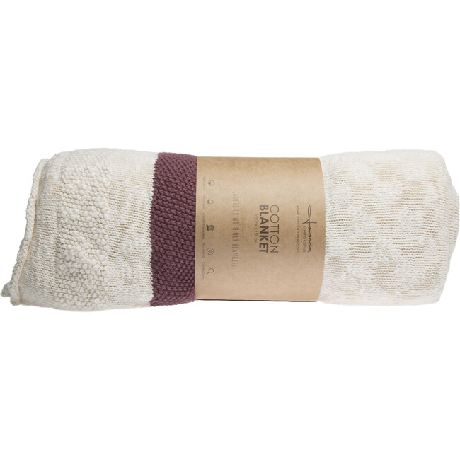 Striped Knitted Blanket, Burgundy - Blankets - 7