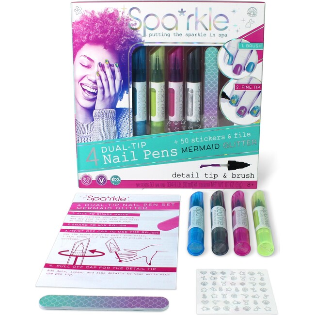 4 Dual-Tip Nail Pen Set, Mermaid Glitter - Spa*rkle Arts & Crafts ...