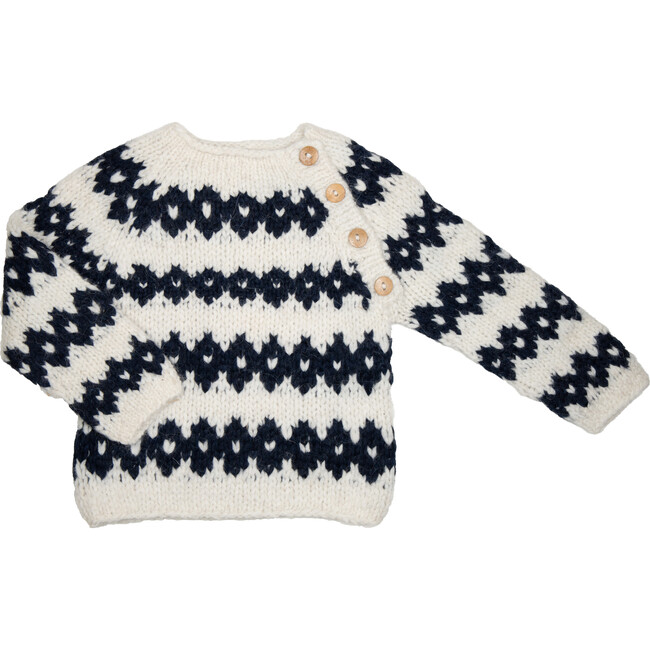 Hand-knitted Haremis Sweater, Off White/Navy