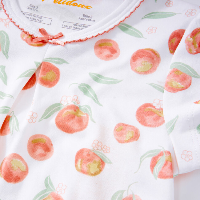 Summer Peaches Short Sleeve Pajamas, Orange - Pajamas - 2