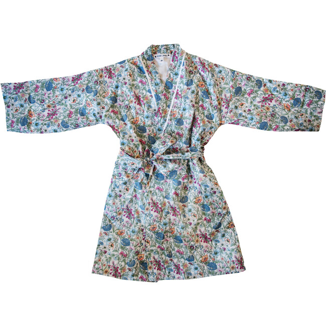 Little Girls Veetzie Kimono Robe, Green Floral Liberty