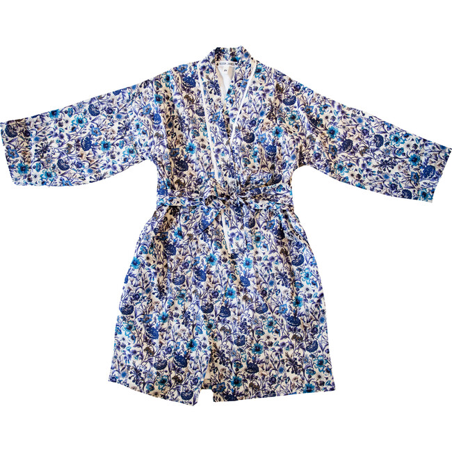 Little Girls Veetzie Kimono Robe, Blue & White Liberty