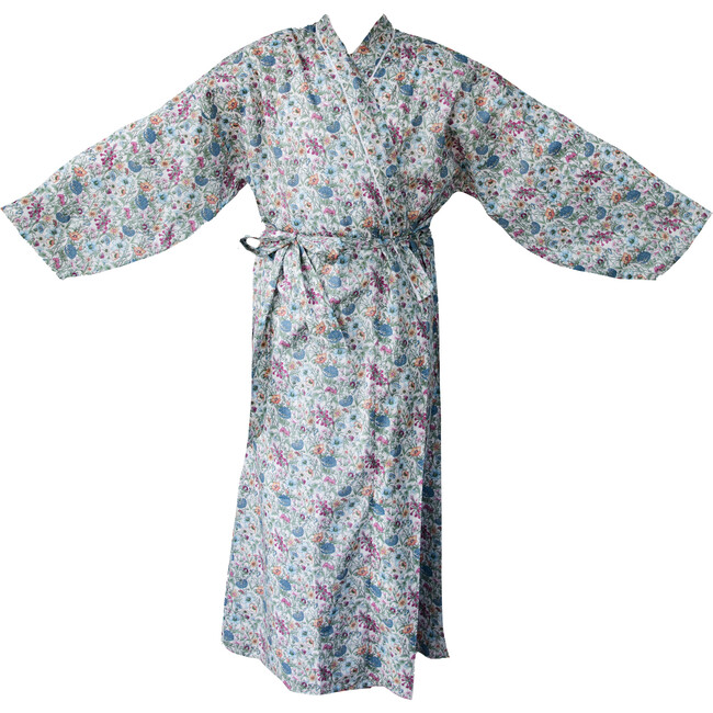 Women's Veetzie Kimono Robe, Green Floral Liberty