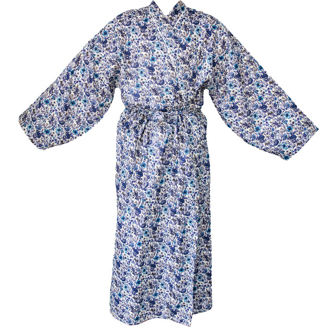 Women's Veetzie Kimono Robe, Blue & White Liberty