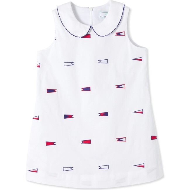 Maddie Dress, Bright White with Burgees - Dresses - 1