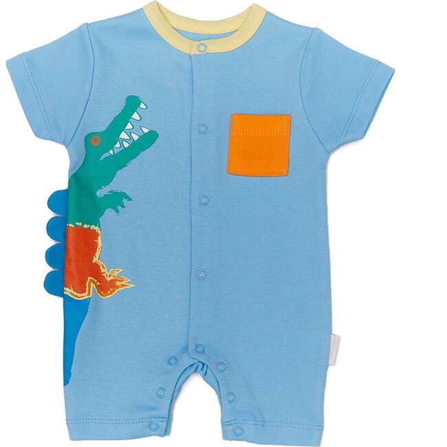 Playtime Overall Romper, Blue - Rompers - 1