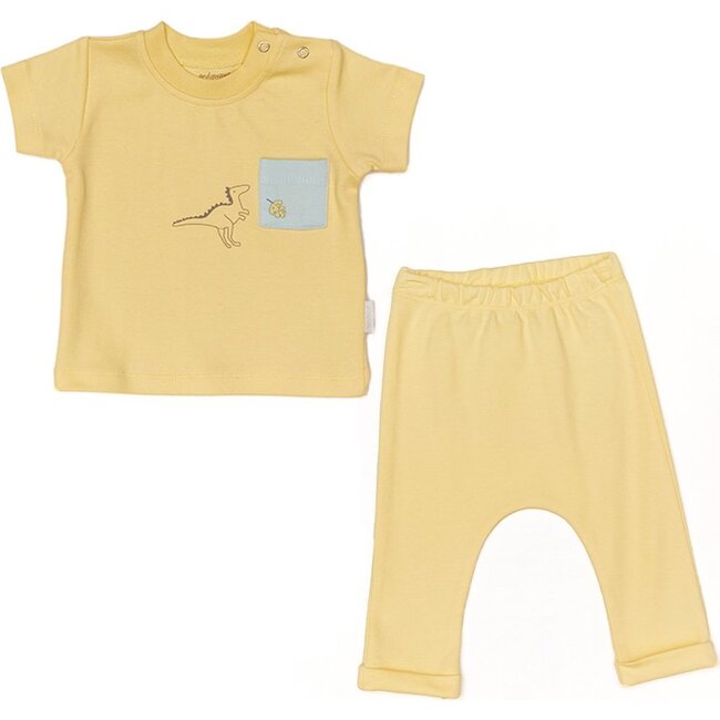 Dinosaur Graphic Outfit, Yellow - Mixed Apparel Set - 1