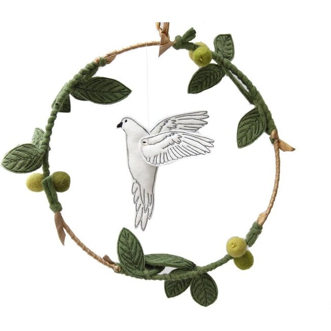 Dove and Olive Branch Mobile, Green/Gold