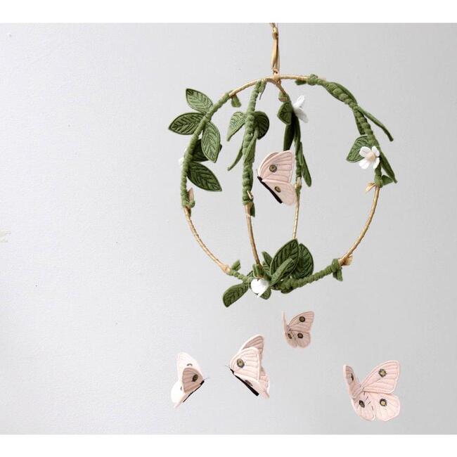 Butterfly Garden Mobile, Pink/Gold Floral - Mobiles - 4