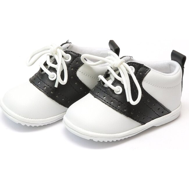 Baby Austin Leather Saddle Oxford Shoe, White/Black - Booties - 1