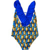 Ruffle Crisscross Swim, Blue Pineapple - One Pieces - 4
