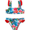 Ruffle Bikini, Blue Hibiscus Red - Two Pieces - 1 - thumbnail