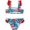 Ruffle Bikini, Blue Hibiscus Red - Two Pieces - 4 - thumbnail