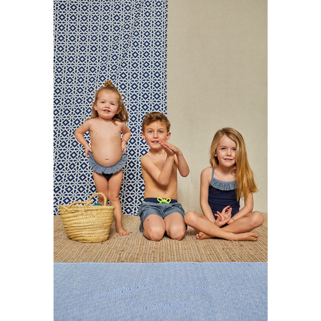 Men's Azulejos Swim Trunks, Navy - Swim Trunks - 3