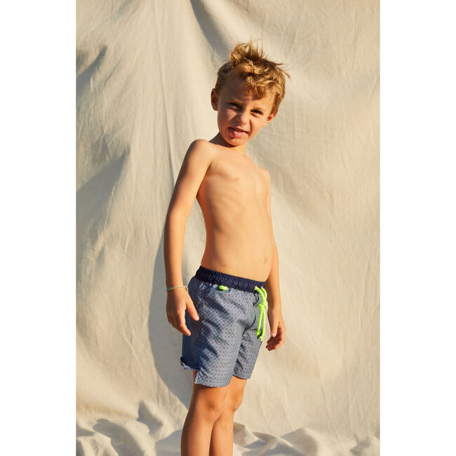 Men's Azulejos Swim Trunks, Navy - Swim Trunks - 4