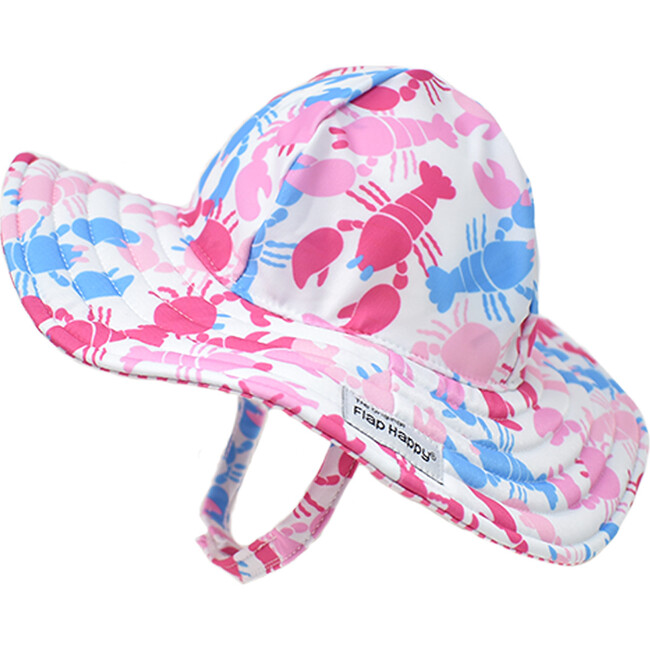 UPF 50+ Summer Splash Swim Hat, Pink Lobsters