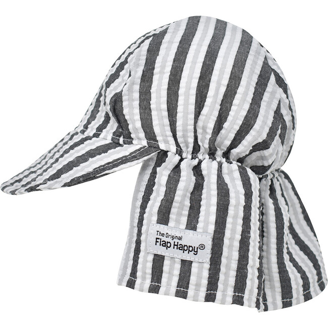 UPF 50+ Original Flap hat, Silver Storm Stripe Seersucker