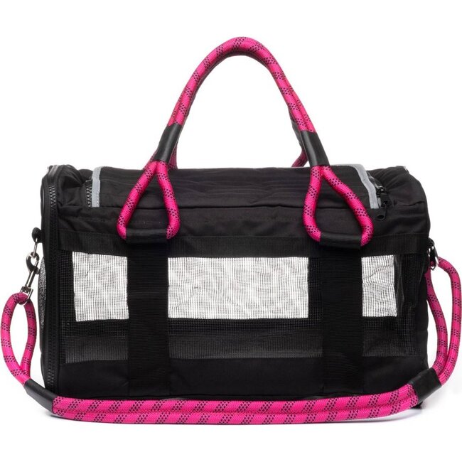 Pet Travel Bag, Black and Magenta - Pet Carriers & Totes - 1