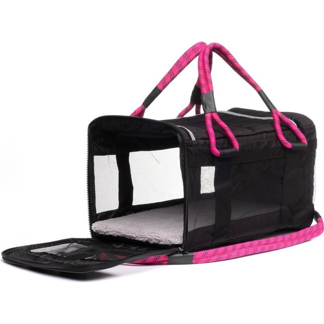 Pet Travel Bag, Black and Magenta - Pet Carriers & Totes - 3