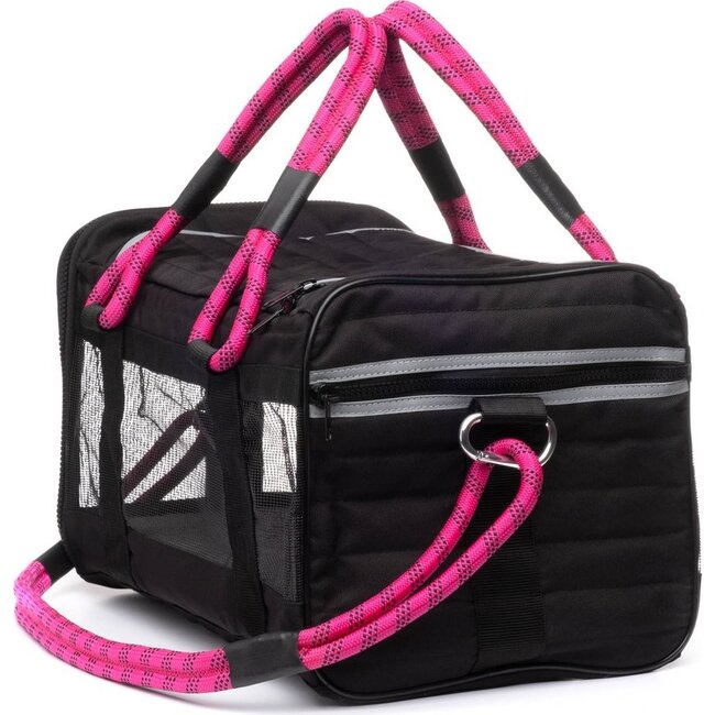 Pet Travel Bag, Black and Magenta - Pet Carriers & Totes - 4