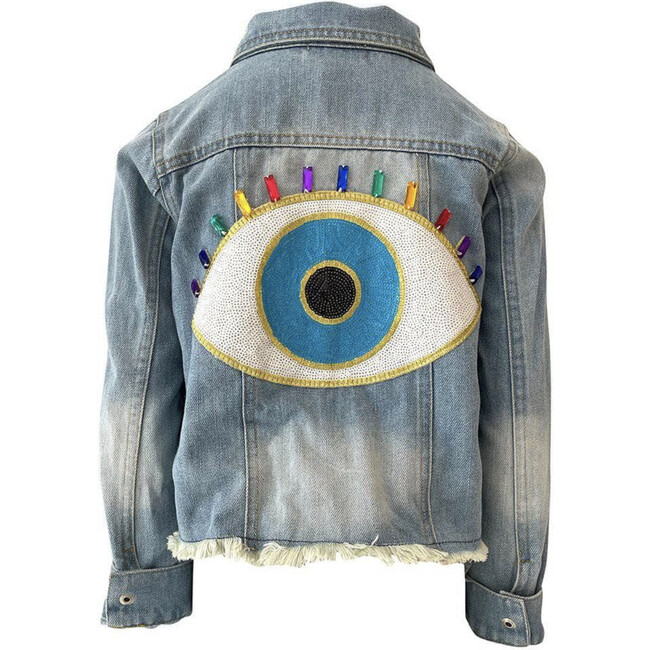 Blue Evil Eye Jacket, Denim - Jackets - 1