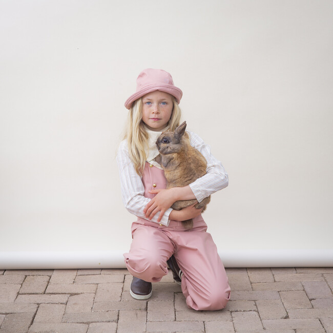 Kids Dungaree Rain Pants, Beach Rose - Overalls - 2