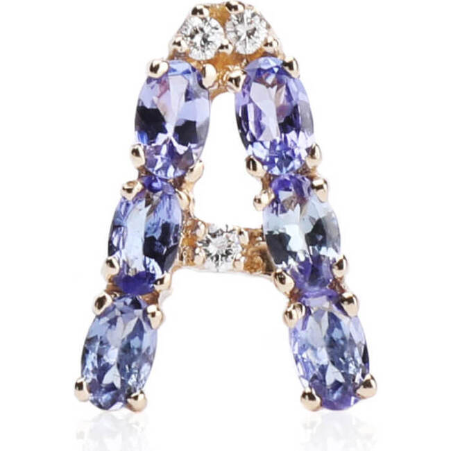 Pendant Letter A-Z Natural Tanzanite 18kt Solid Gold - Necklaces - 1