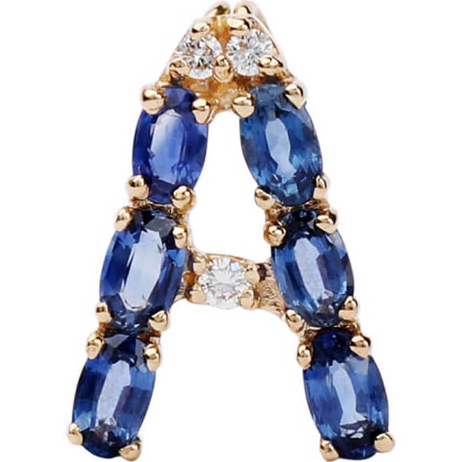 Pendant Letter A-Z Natural Blue Sapphire 18kt Solid Gold - Necklaces - 1