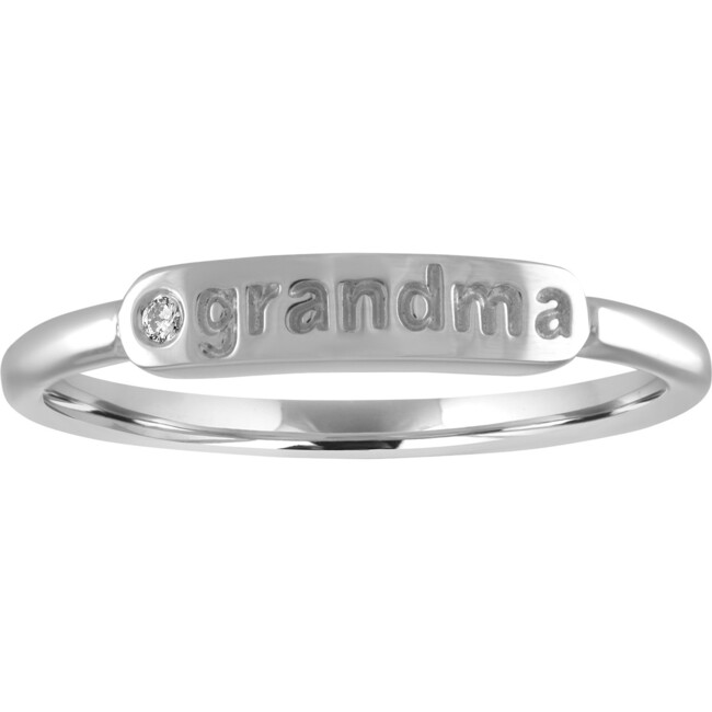 Sterling Silver Grandma CZ Family Birthstone Ring