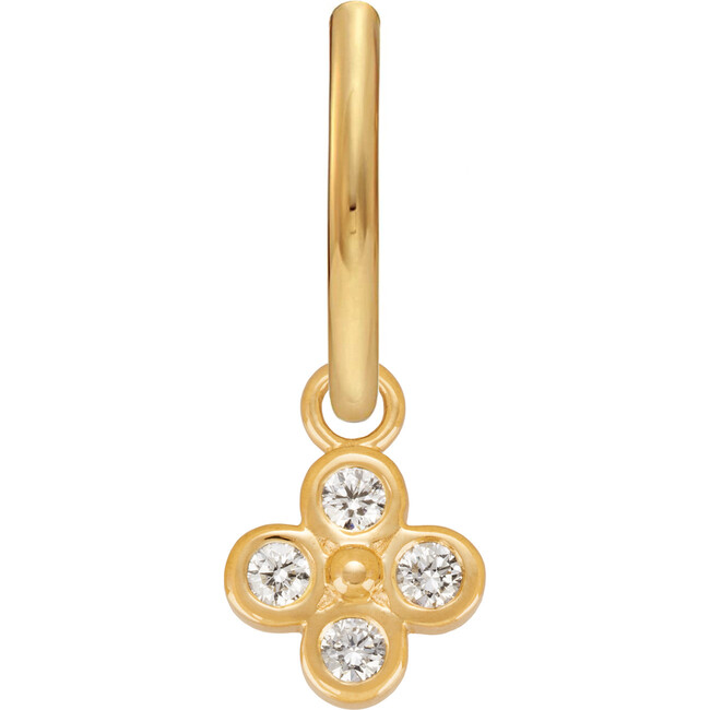 Women's Diamond Clover Charm + Hoop Single Earring-