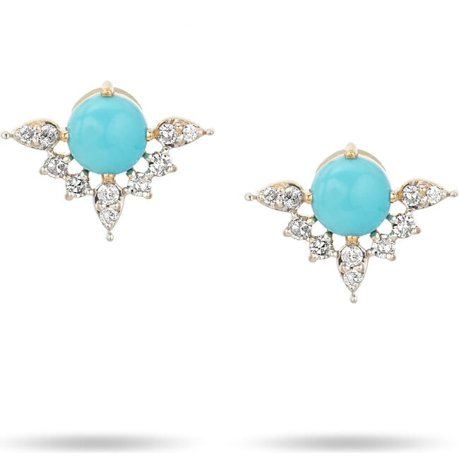 Turquoise + Marquise Diamond Post Earrings - Earrings - 1