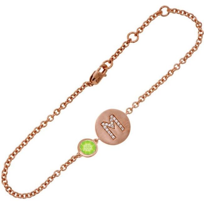 14k Rose Gold Personalized Birthstone Bracelet, Peridot - Bracelets - 1