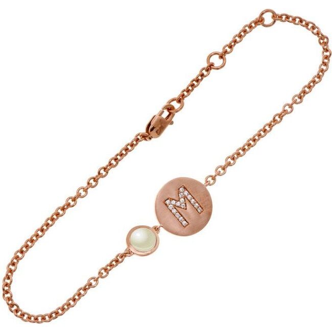 14k Rose Gold Personalized Birthstone Bracelet, Pearl - Bracelets - 1