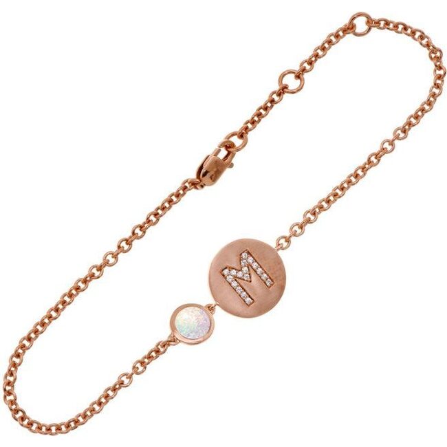 14k Rose Gold Personalized Birthstone Bracelet, Opal - Bracelets - 1