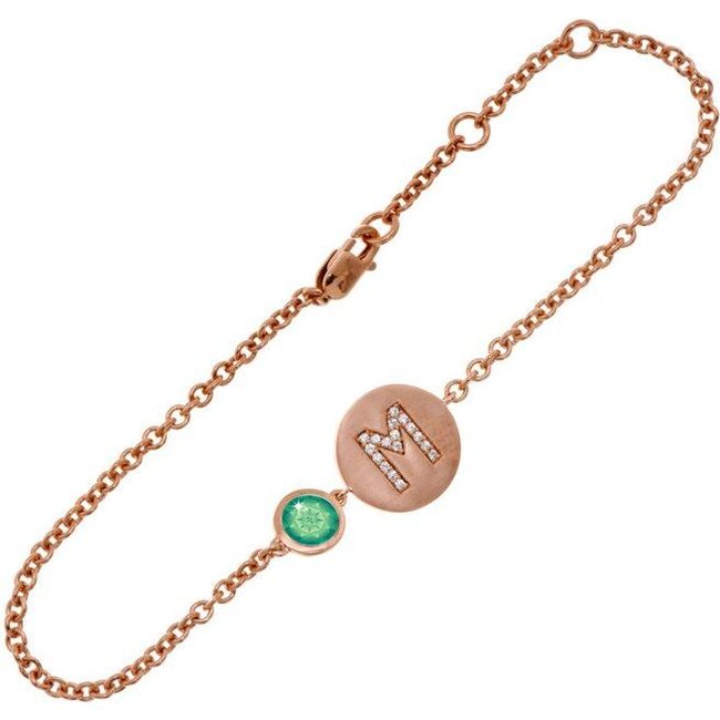 14k Rose Gold Personalized Birthstone Bracelet, Emerald
