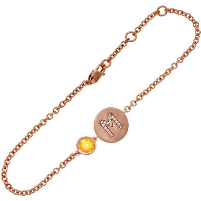 14k Rose Gold Personalized Birthstone Bracelet, Citrine