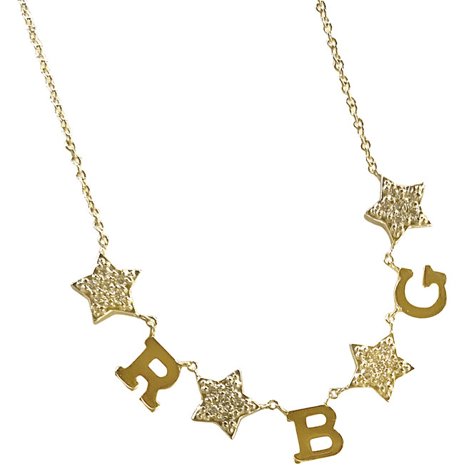 Initial Necklace with Diamond Stars
