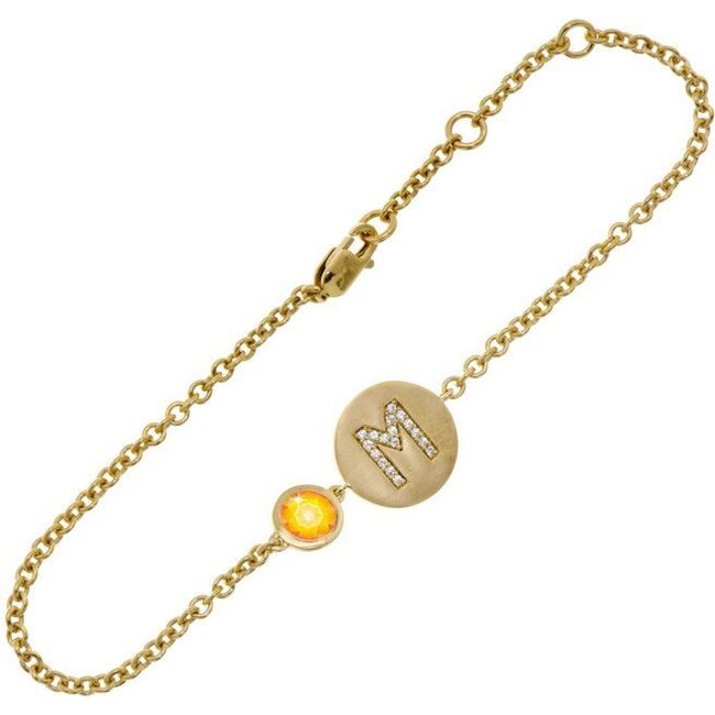 14k Yellow Gold Personalized Birthstone Bracelet, Citrine