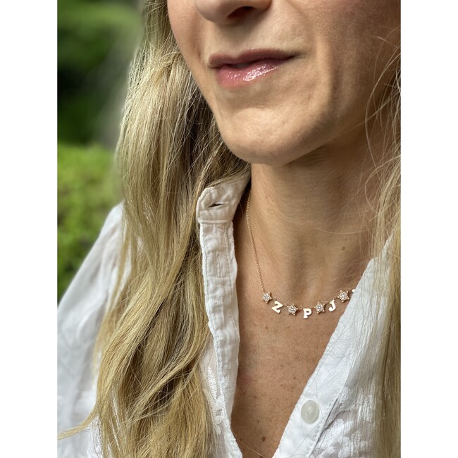 Initial Necklace with Diamond Stars - Necklaces - 2