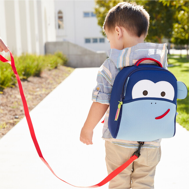 Blue Monkey Toddler Harness Backpack, Blue - Backpacks - 2