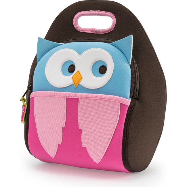Owl Lunch Bag, Brown and Pink