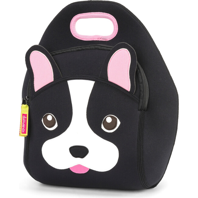 French Bulldog Lunch Bag, Black and Pink
