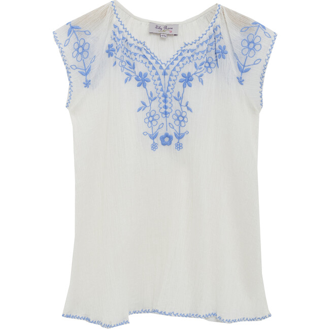Embroidered Beach Dress, Blue