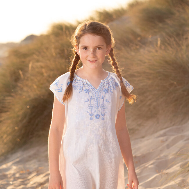 Embroidered Beach Dress, Blue