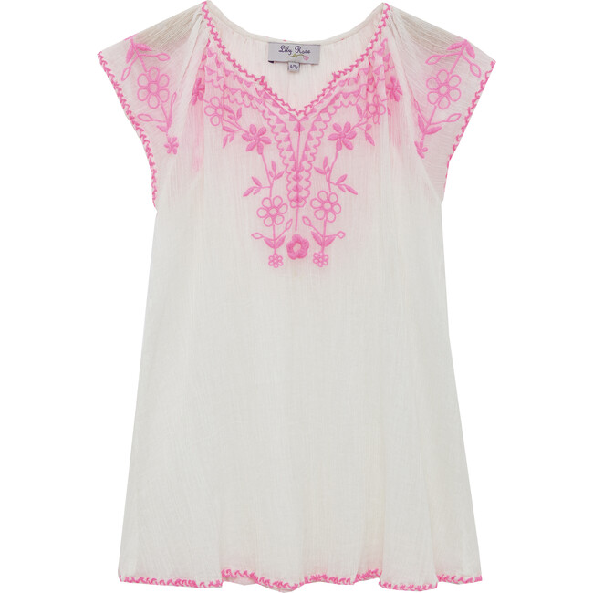 Embroidered Beach Dress, Pink - Cover-Ups - 1