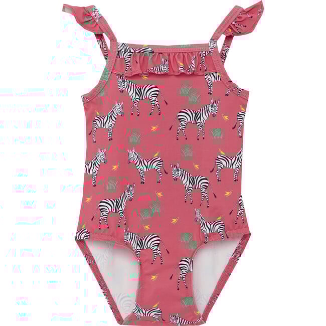 Zebra Frill Swimsuit, Pink