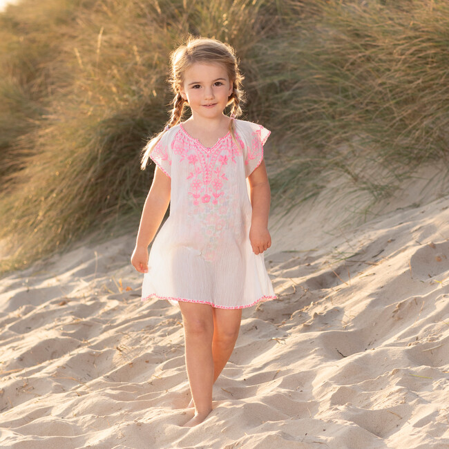 Embroidered Beach Dress, Pink - Cover-Ups - 2