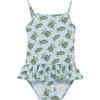 Turtle Peplum Swimsuit, Blue - One Pieces - 1 - thumbnail