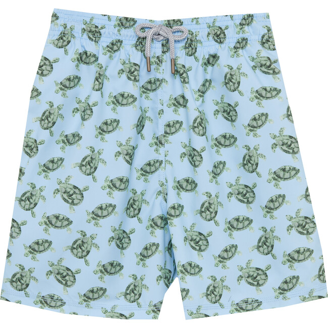 Mens Turtle Swimshorts, Blue - Swim Trunks - 1