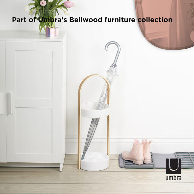 Hub Umbrella Stand, White/Natural - Coat Racks - 2